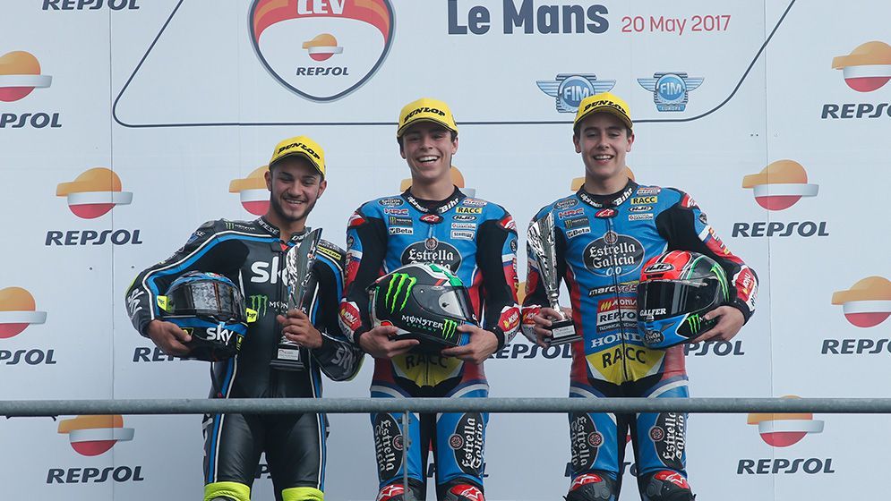 Podio Moto3 FIM CEV Repsol en Le Mans