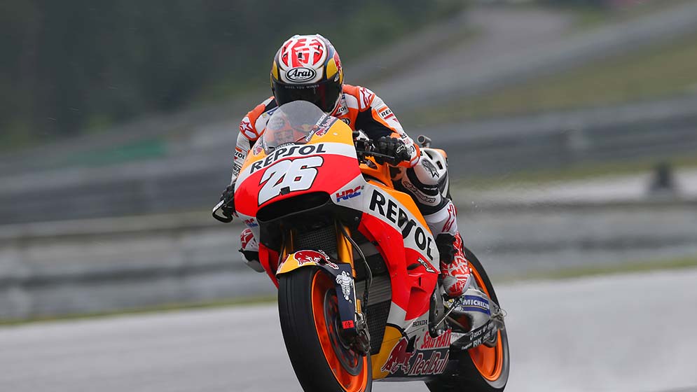 Dani Pedrosa rodando en mojado