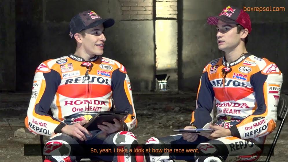 Marc Márquez y Dani Pedrosa respondiendo a las preguntas