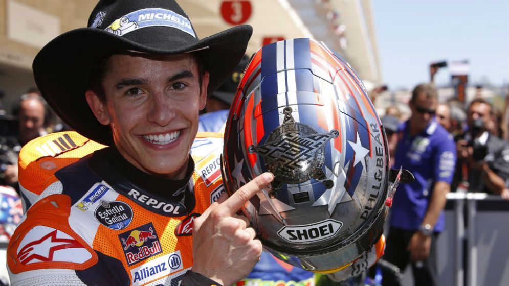 Márquez celebrando la victoria en COTA